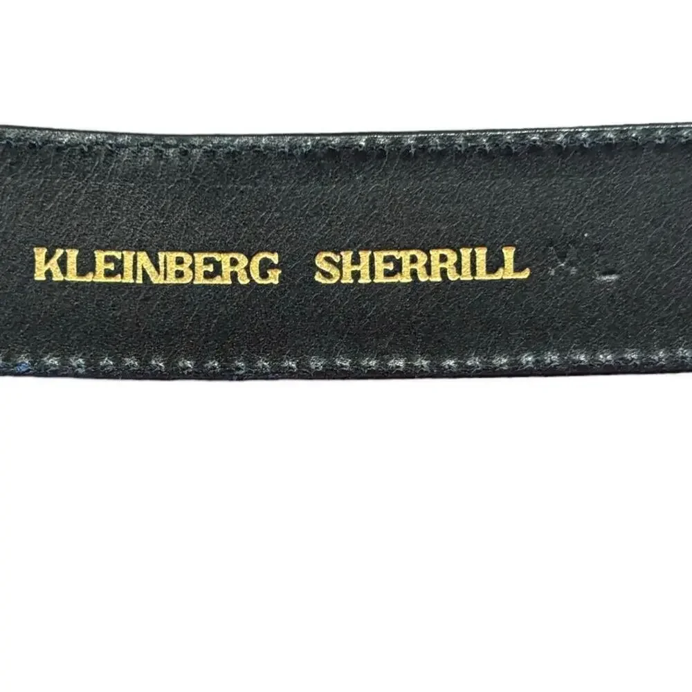 KLEINBERG SHERRILL Gold Tone Buckle with Black Snake Pattern Strap- Medium Large